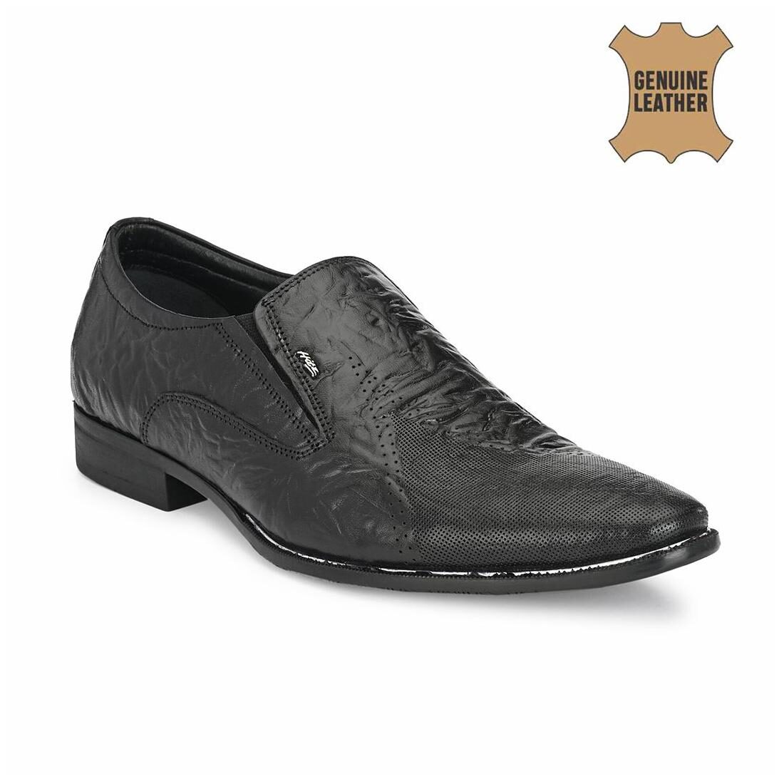 

Hitz Men Black Slip-On Formal Shoes - 5919-BLACK CRUNCH - 5919