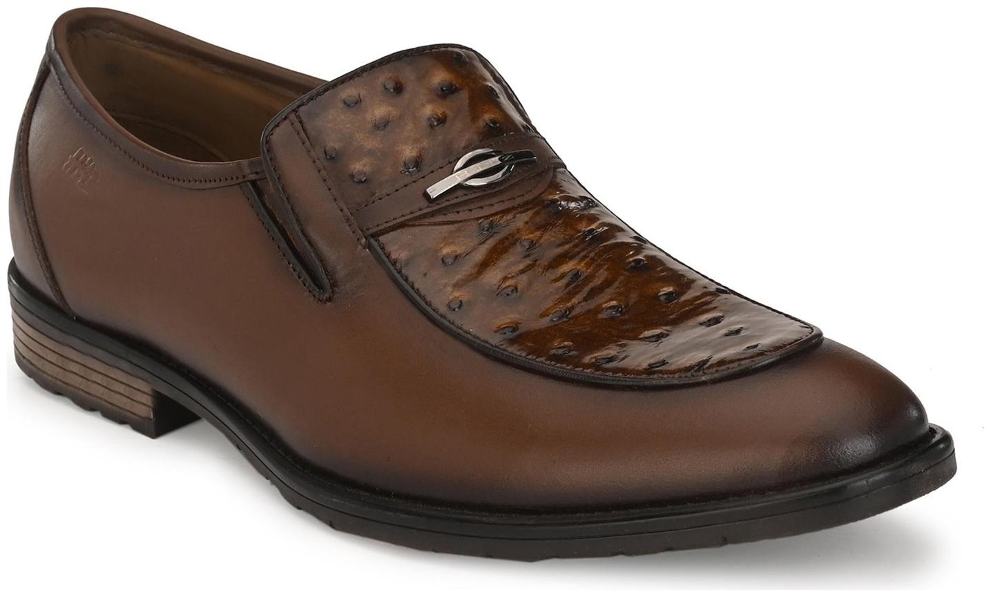 

Hitz Men Brown Slip-On Formal Shoes - 1659-BROWN OSTRICH