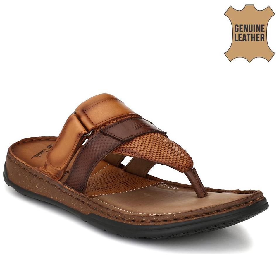 

Hitz Tan Leather Slippers For Men