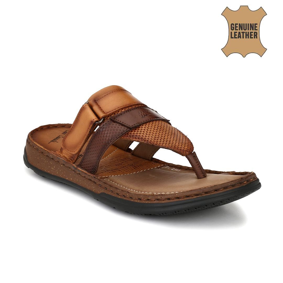 

Hitz Tan Leather Slippers For Men