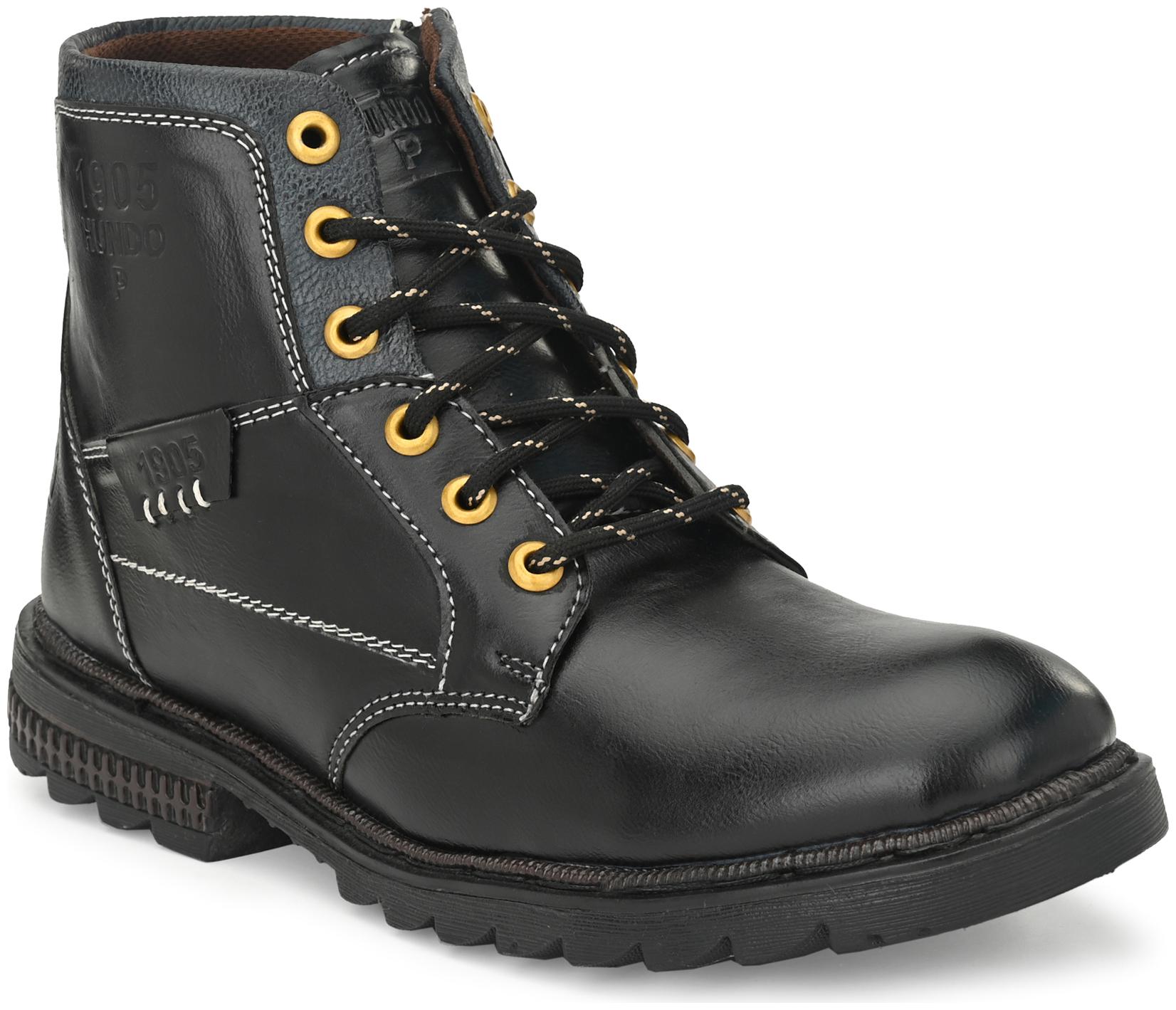 

HUNDO P Men Black Outdoor Boots - HUNDO-23-BLACK