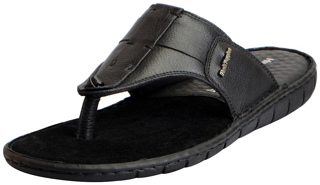 

Hush Puppies Men s Premium Leather Black House Slippers