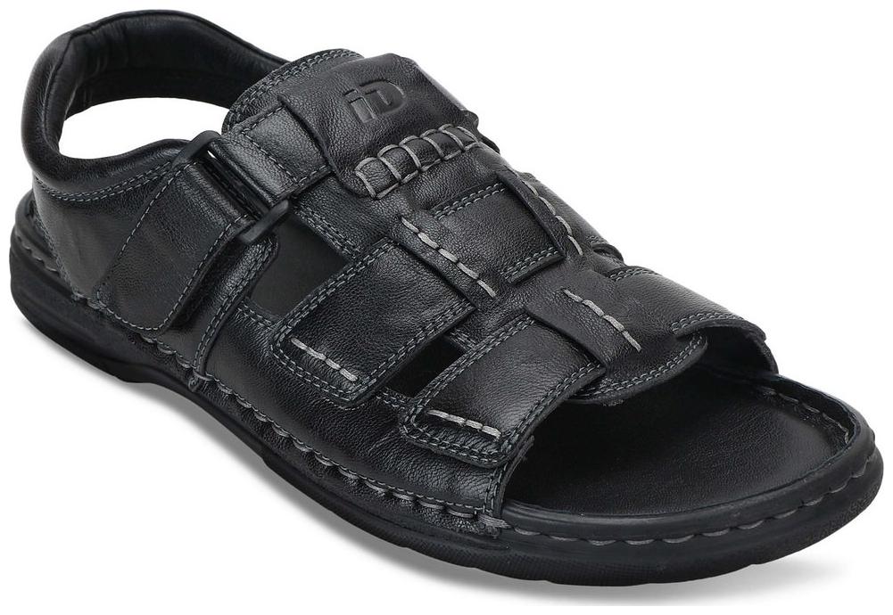 

ID Men Black Leather Sandals Floaters