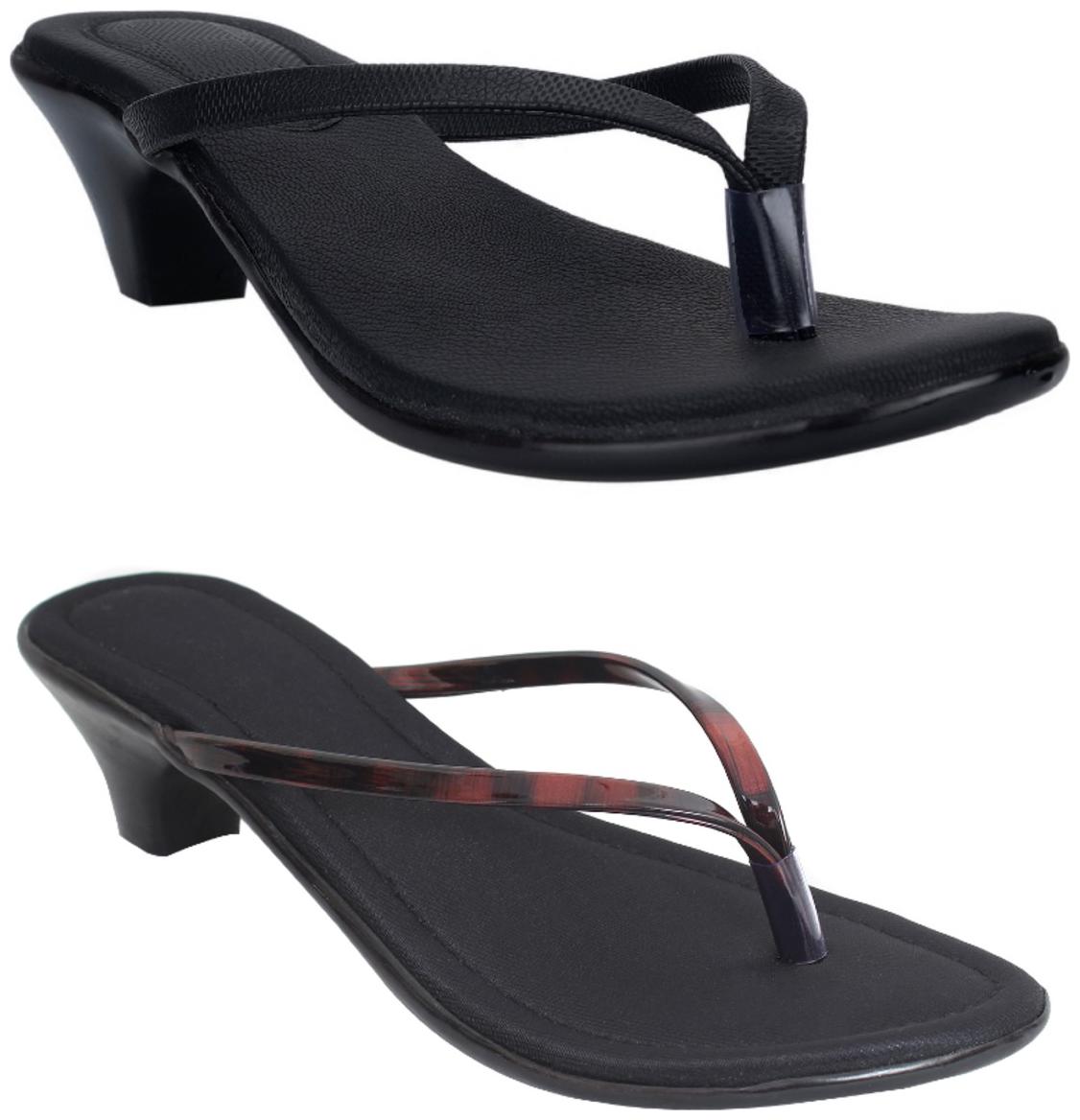 

Indirang Women Black Heeled Sandals - 2 Pair