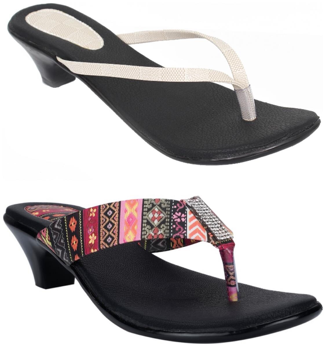 

Indirang Women Multi-Color Heeled Sandals - 2 Pair