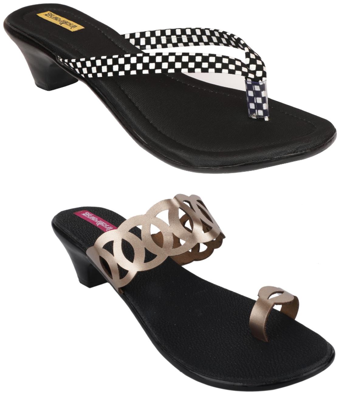 

Indirang Women Multi-Color Heeled Sandals - 2 Pair