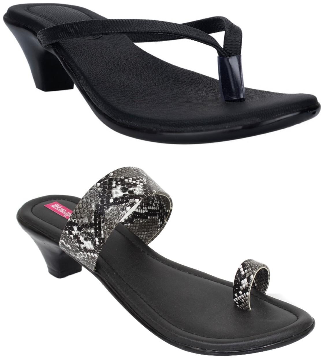 

Indirang Women Multi-Color Heeled Sandals - 2 Pair