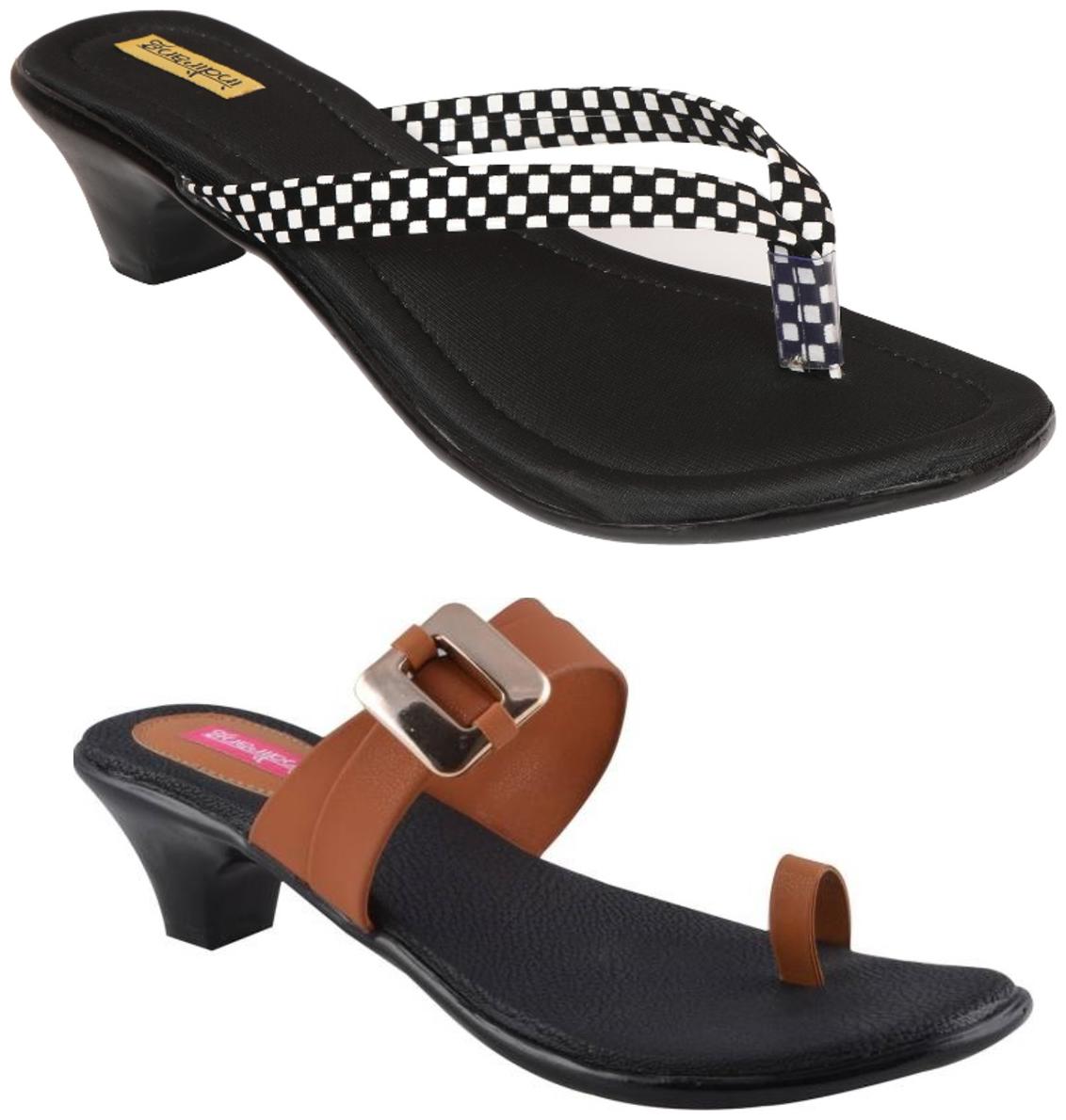 

Indirang Women Multi-Color Heeled Sandals - 2 Pair