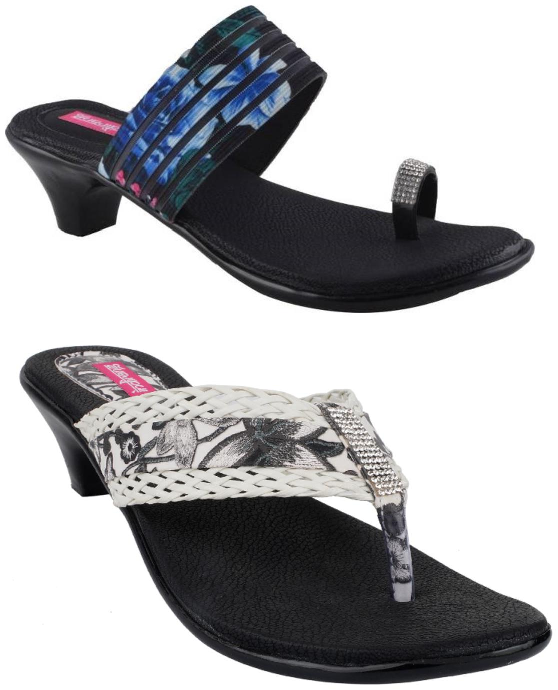

Indirang Women Multi-Color Heeled Sandals - 2 Pair
