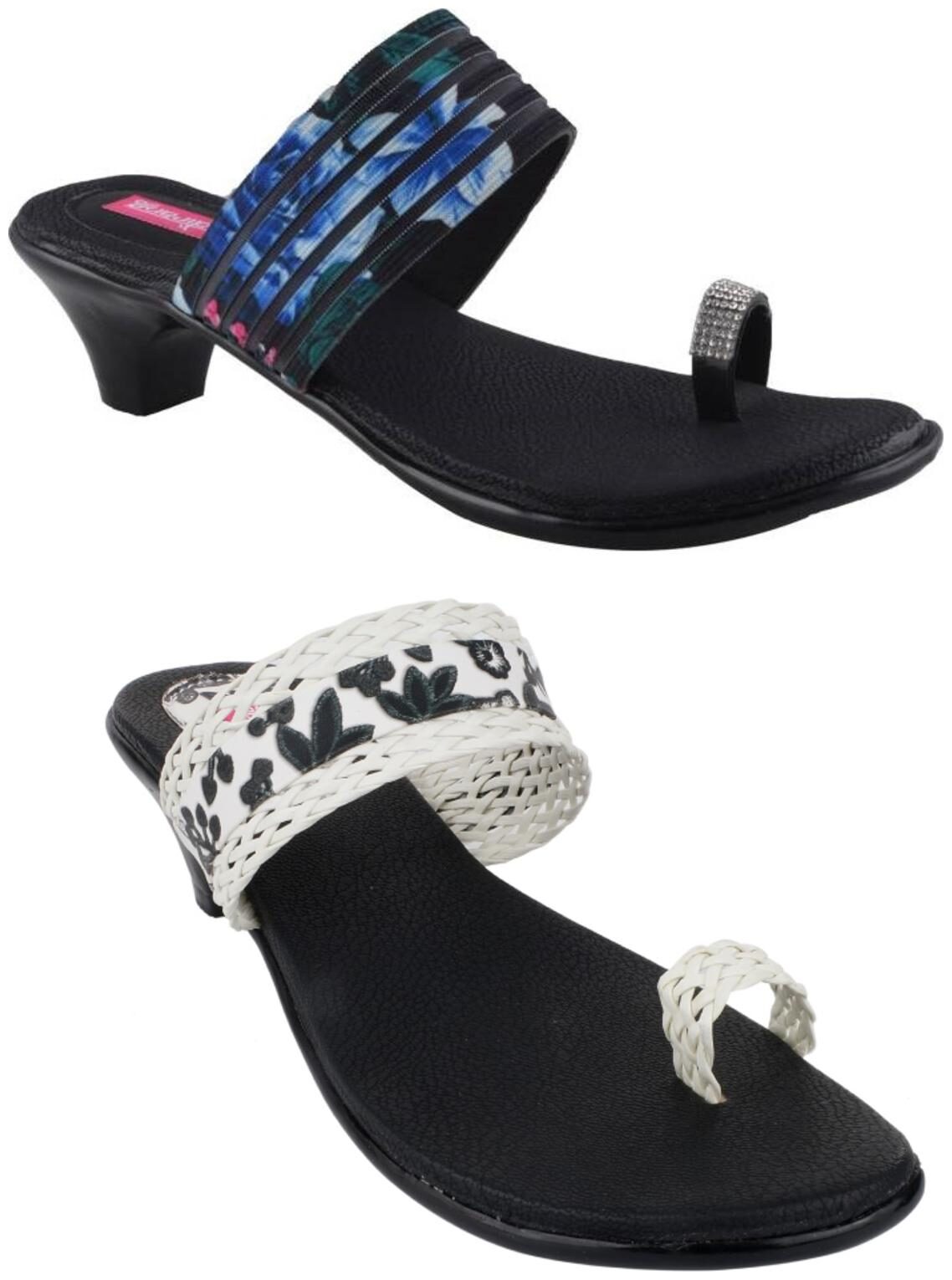 

Indirang Women Multi-Color Heeled Sandals - 2 Pair