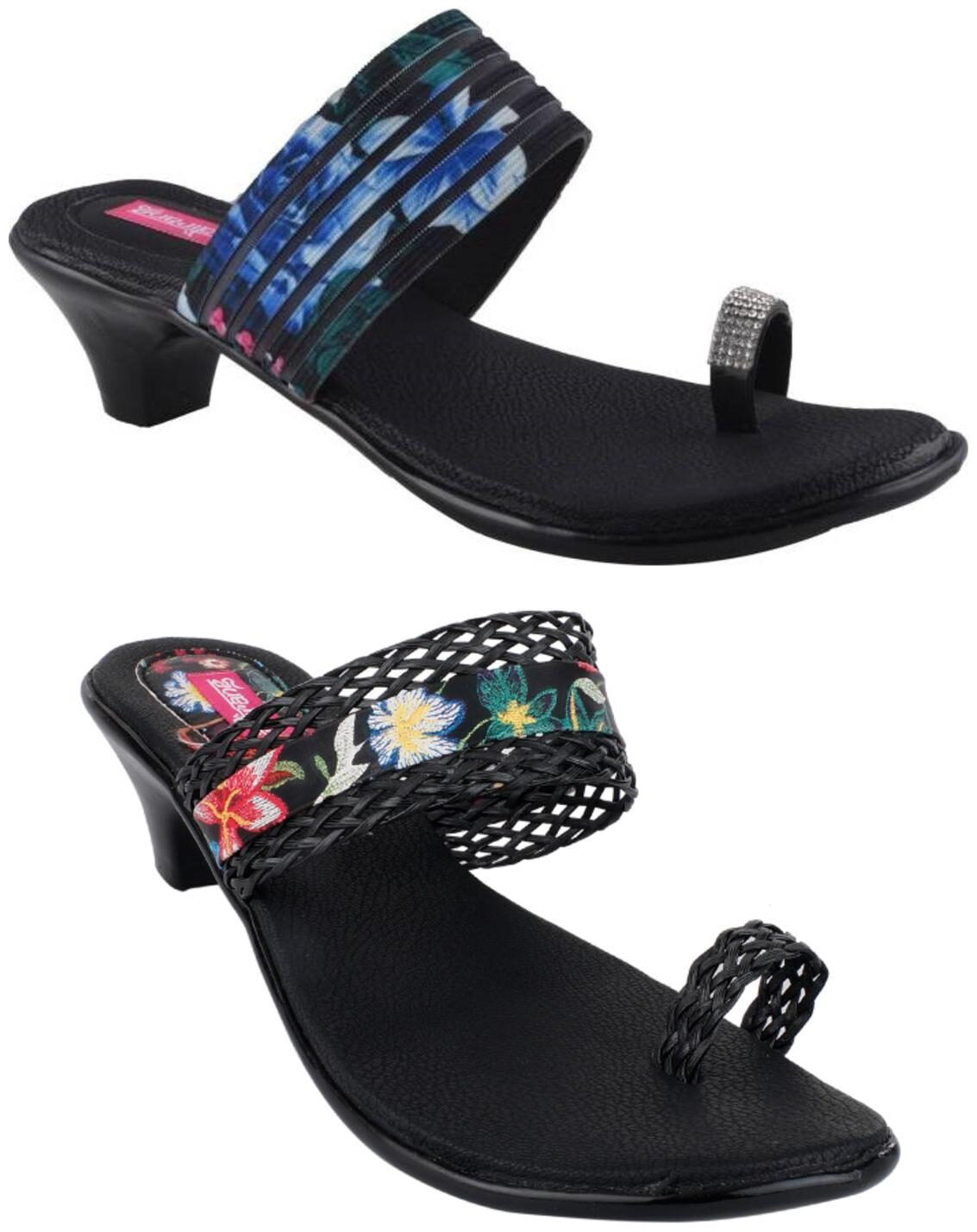 

Indirang Women Multi-Color Heeled Sandals - 2 Pair