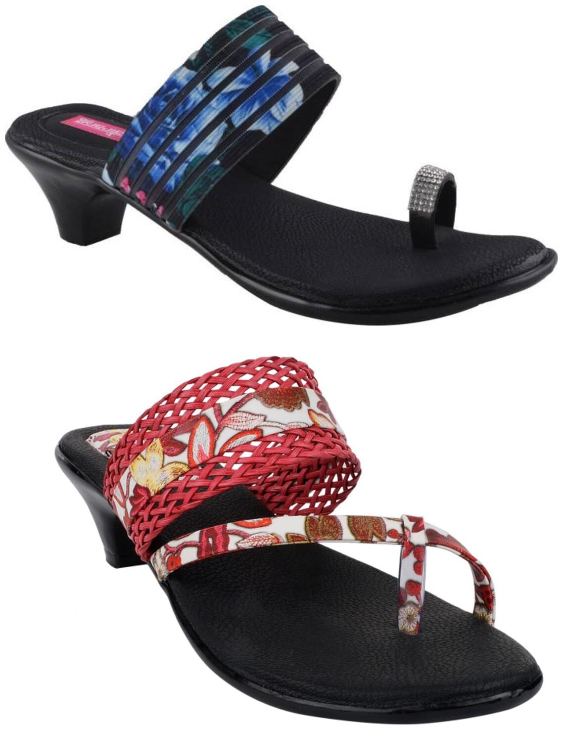 

Indirang Women Multi-Color Heeled Sandals - 2 Pair