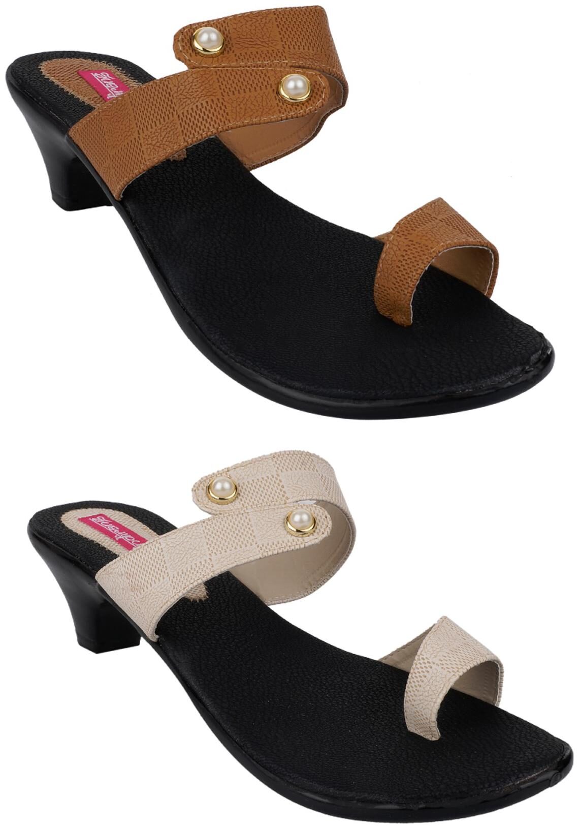 

Indirang Women Multi-Color Heeled Sandals - 2 Pair