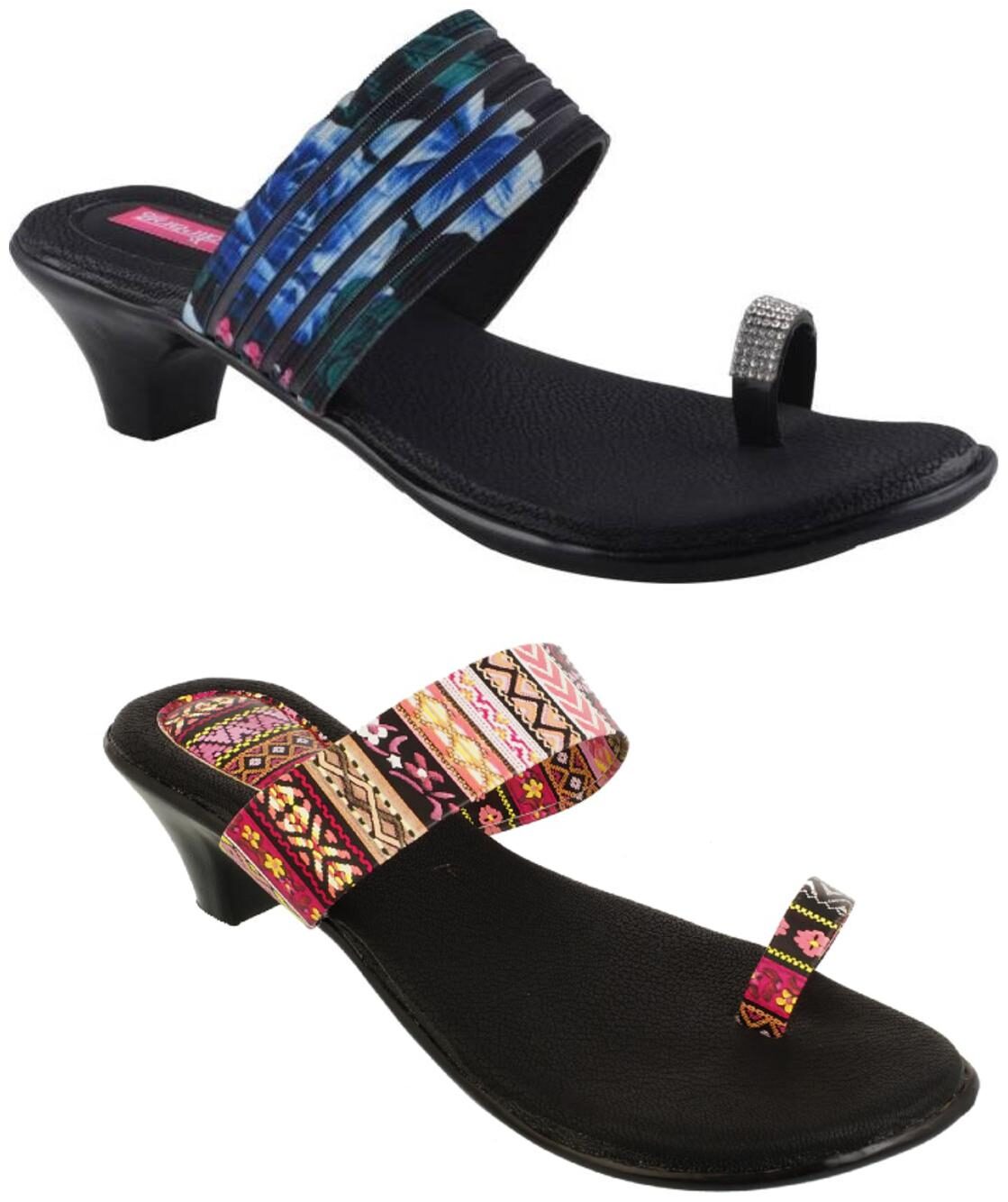 

Indirang Women Multi-Color Heeled Sandals - 2 Pair