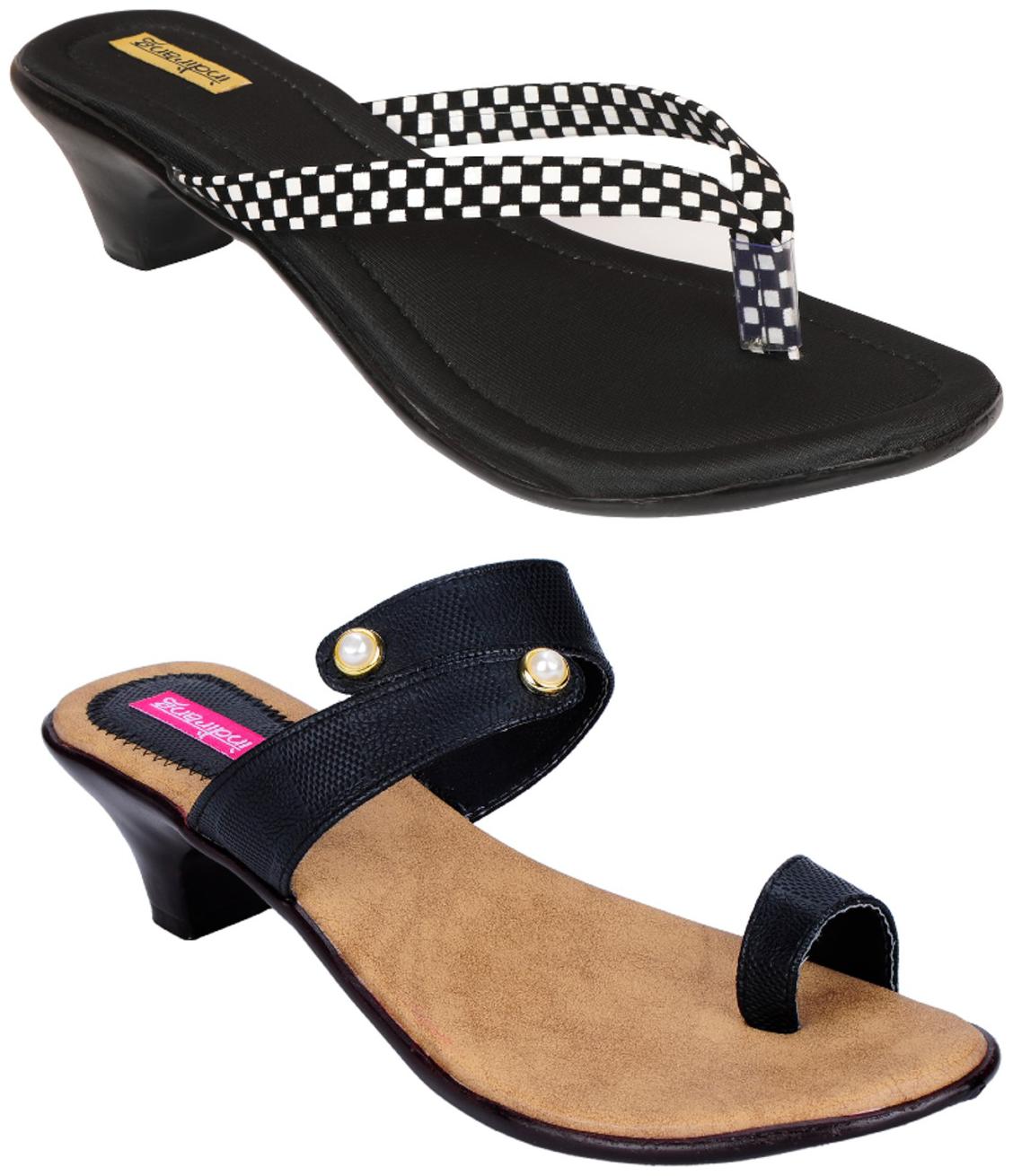 

Indirang Women Multi-Color Heeled Sandals - 2 Pair