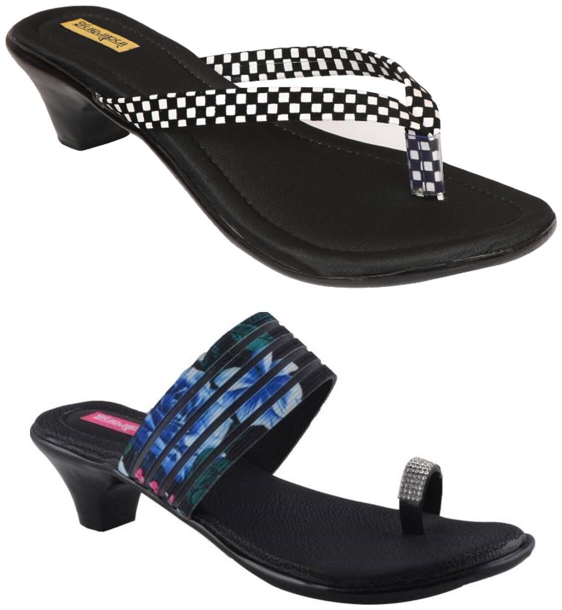 

Indirang Women Multi-Color Heeled Sandals - 2 Pair
