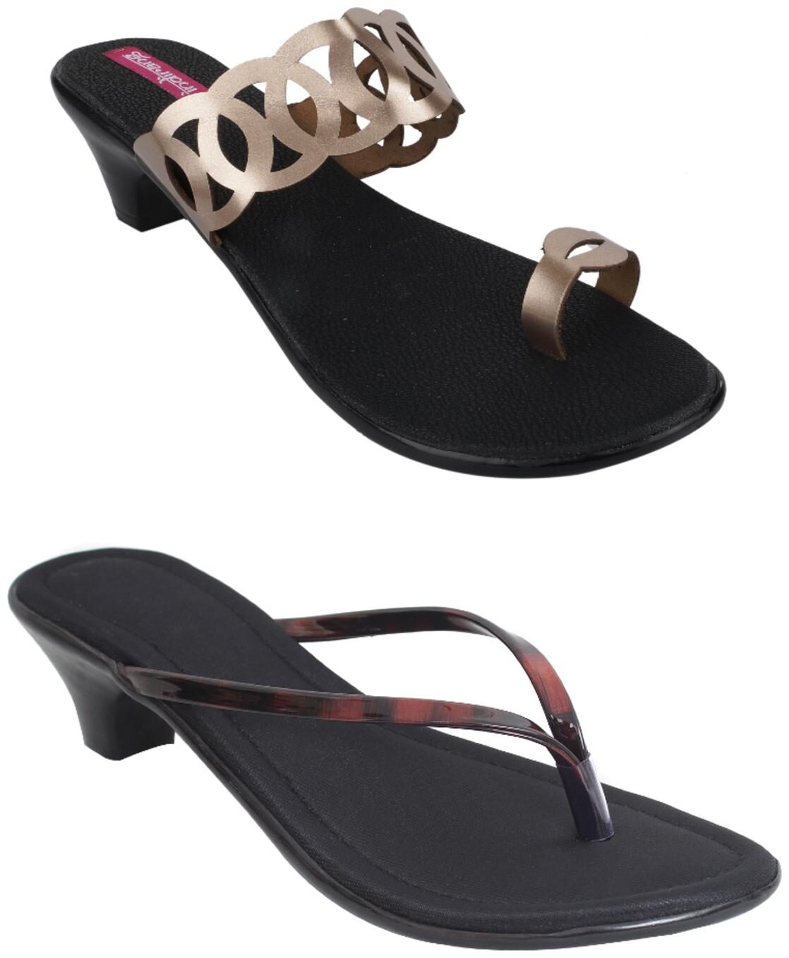 

Indirang Women Multi-Color Heeled Sandals - 2 Pair