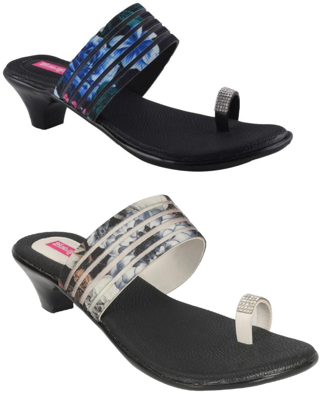 

Indirang Women Multi-Color Heeled Sandals - 2 Pair