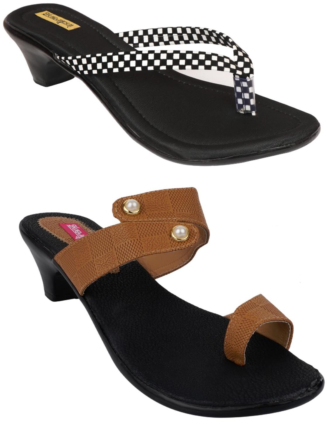 

Indirang Women Multi-Color Heeled Sandals - 2 Pair
