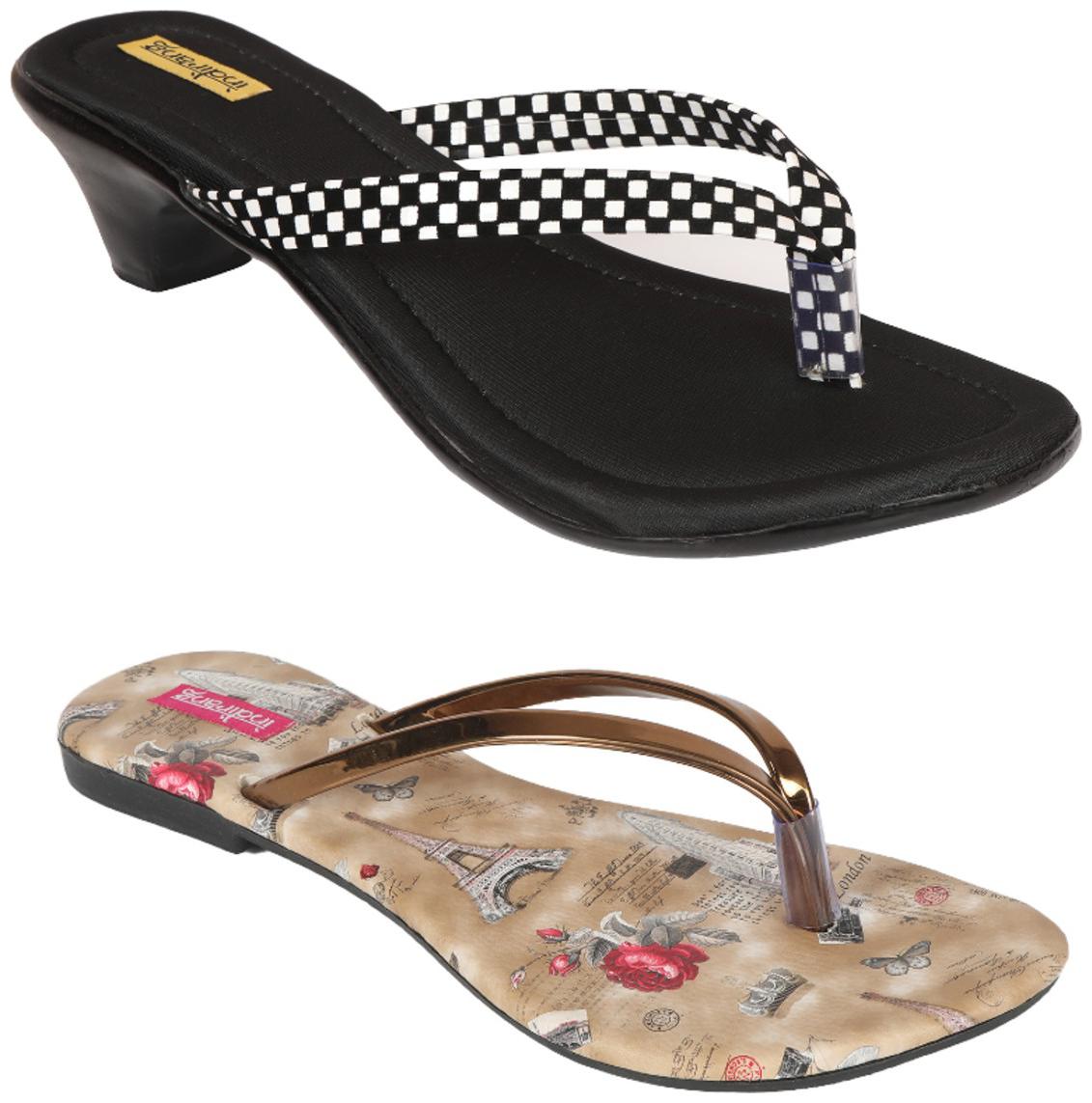 

Indirang Women Multi-Color T-Strap Flats - 2 Pair
