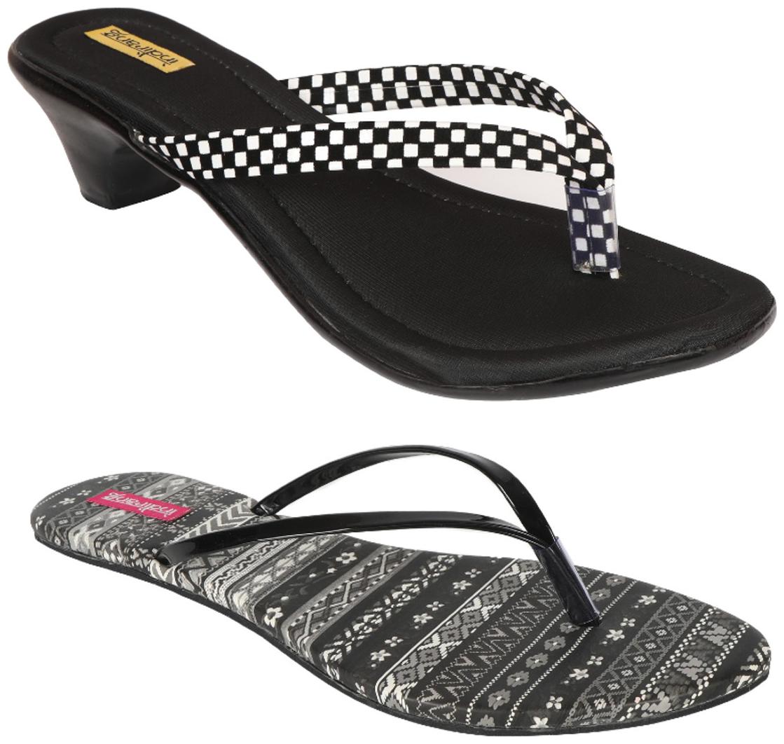 

Indirang Women Black T-Strap Flats - 2 Pair