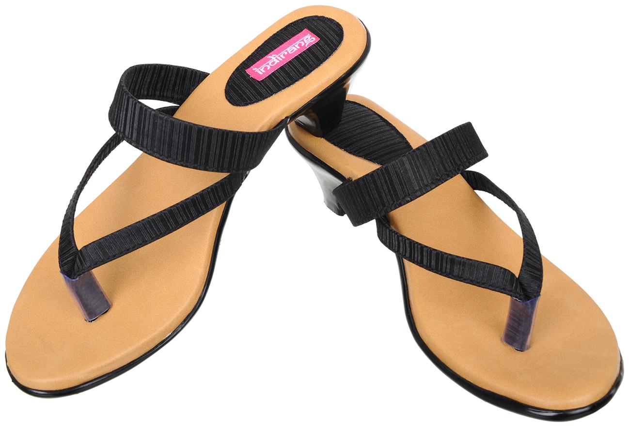 

Indirang Women Black Heeled Sandals