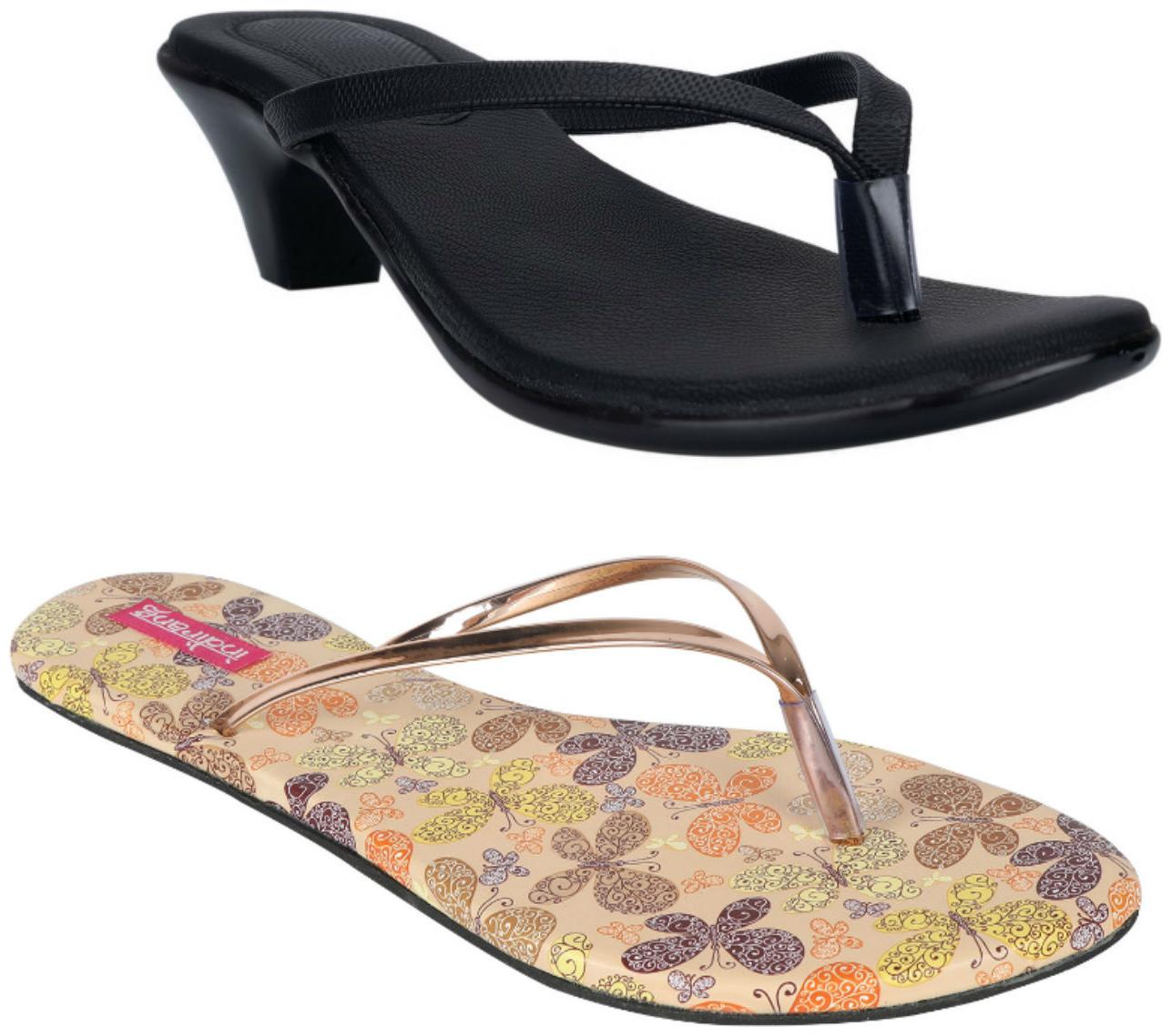 

Indirang Women Multi-Color Heeled Sandals - 2 Pair