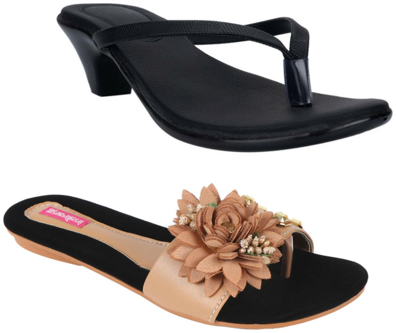 

Indirang Women Multi-Color Heeled Sandals - 2 Pair