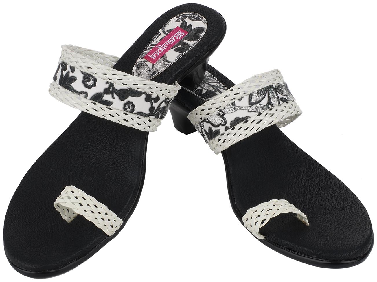 

Indirang Women White Heeled Sandals