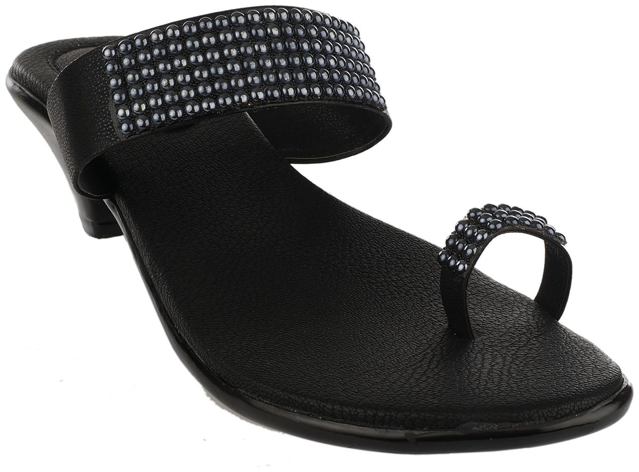 

Indirang Women Black Heeled Sandals