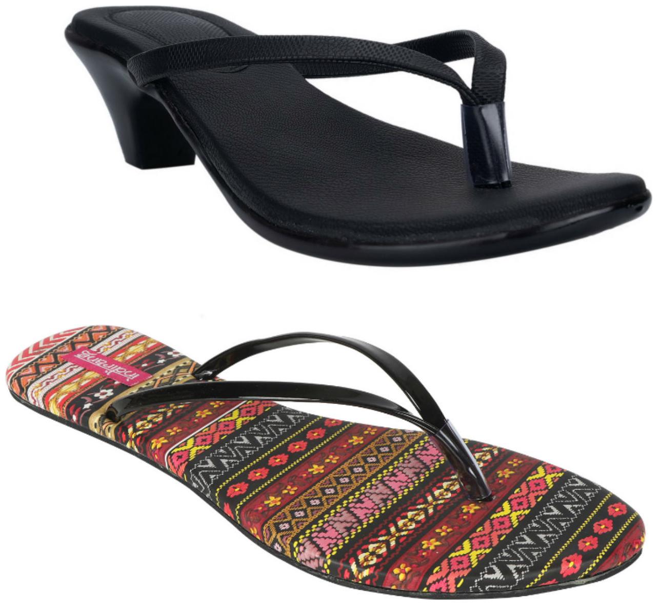 

Indirang Women Multi-Color Heeled Sandals - 2 Pair