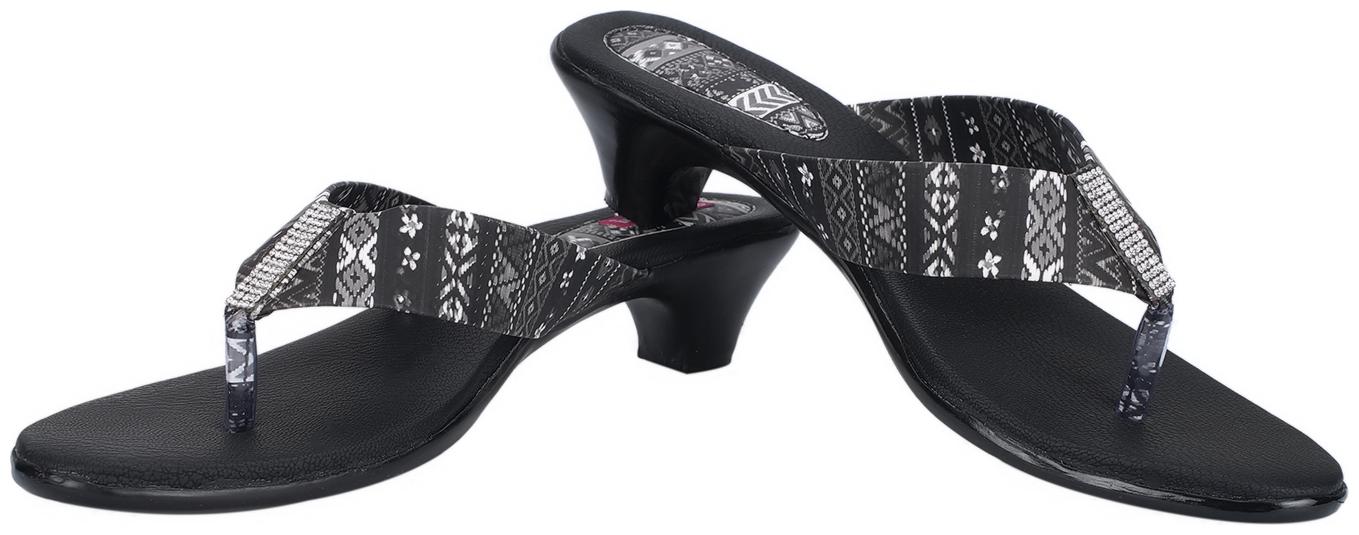 

Indirang Women Black Heeled Sandals