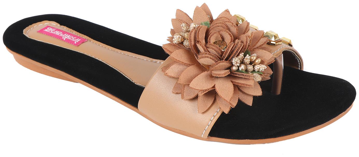 

Indirang Women Beige T-Strap Flats