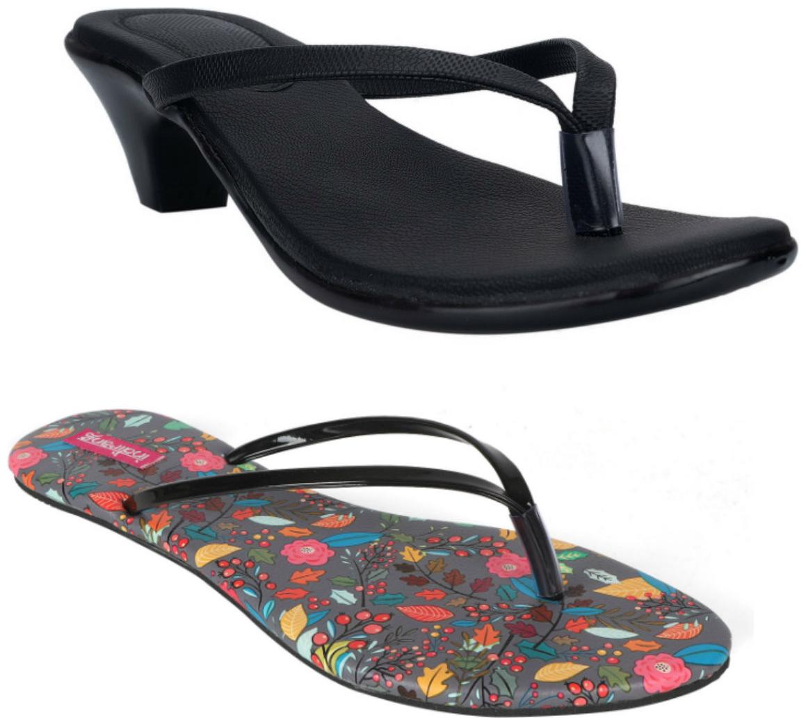 

Indirang Women Multi-Color Heeled Sandals - 2 Pair