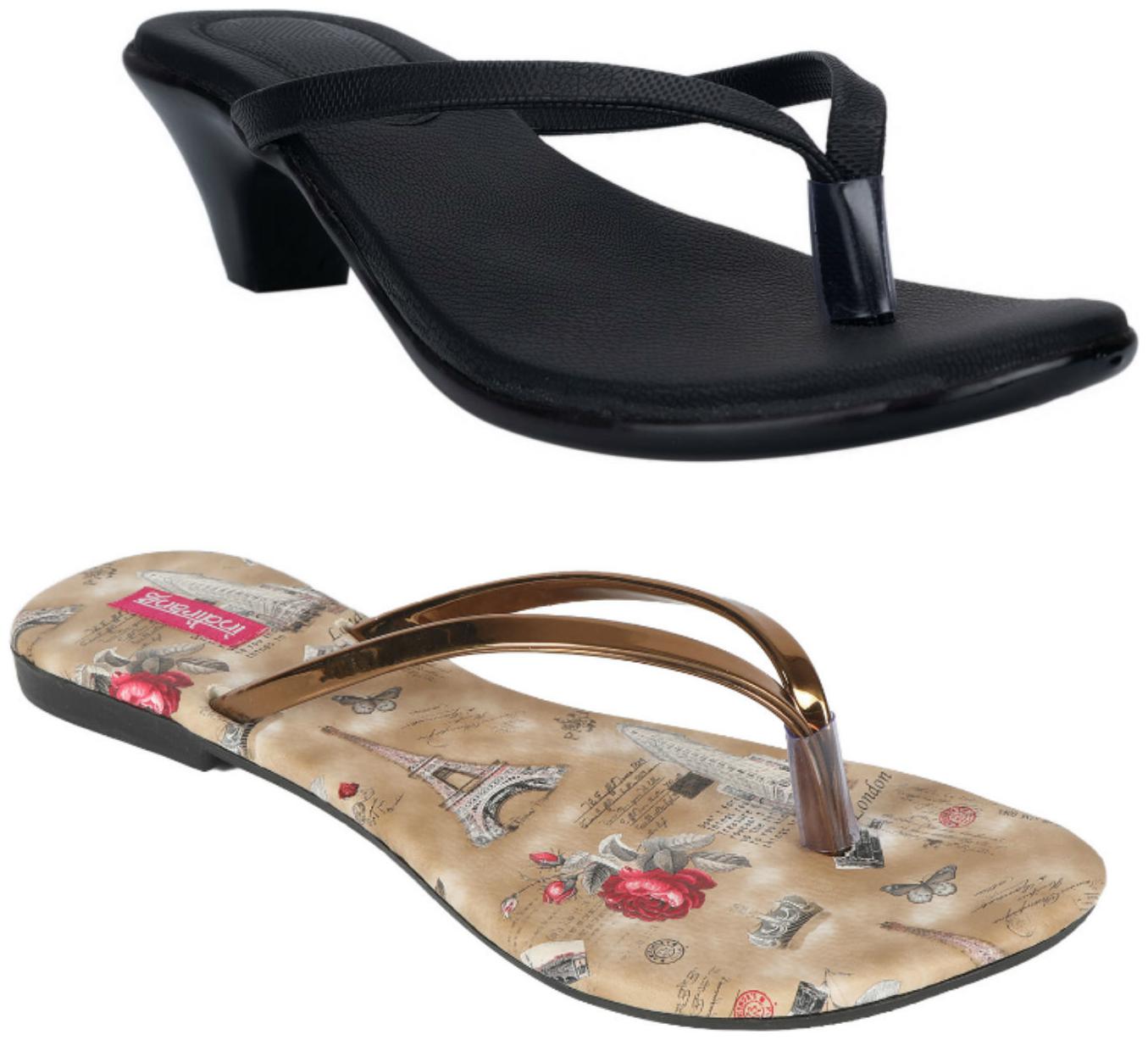 

Indirang Women Multi-Color Heeled Sandals - 2 Pair