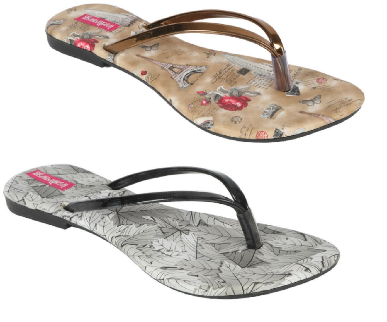 

Indirang Women Multi-Color T-Strap Flats - 2 Pair