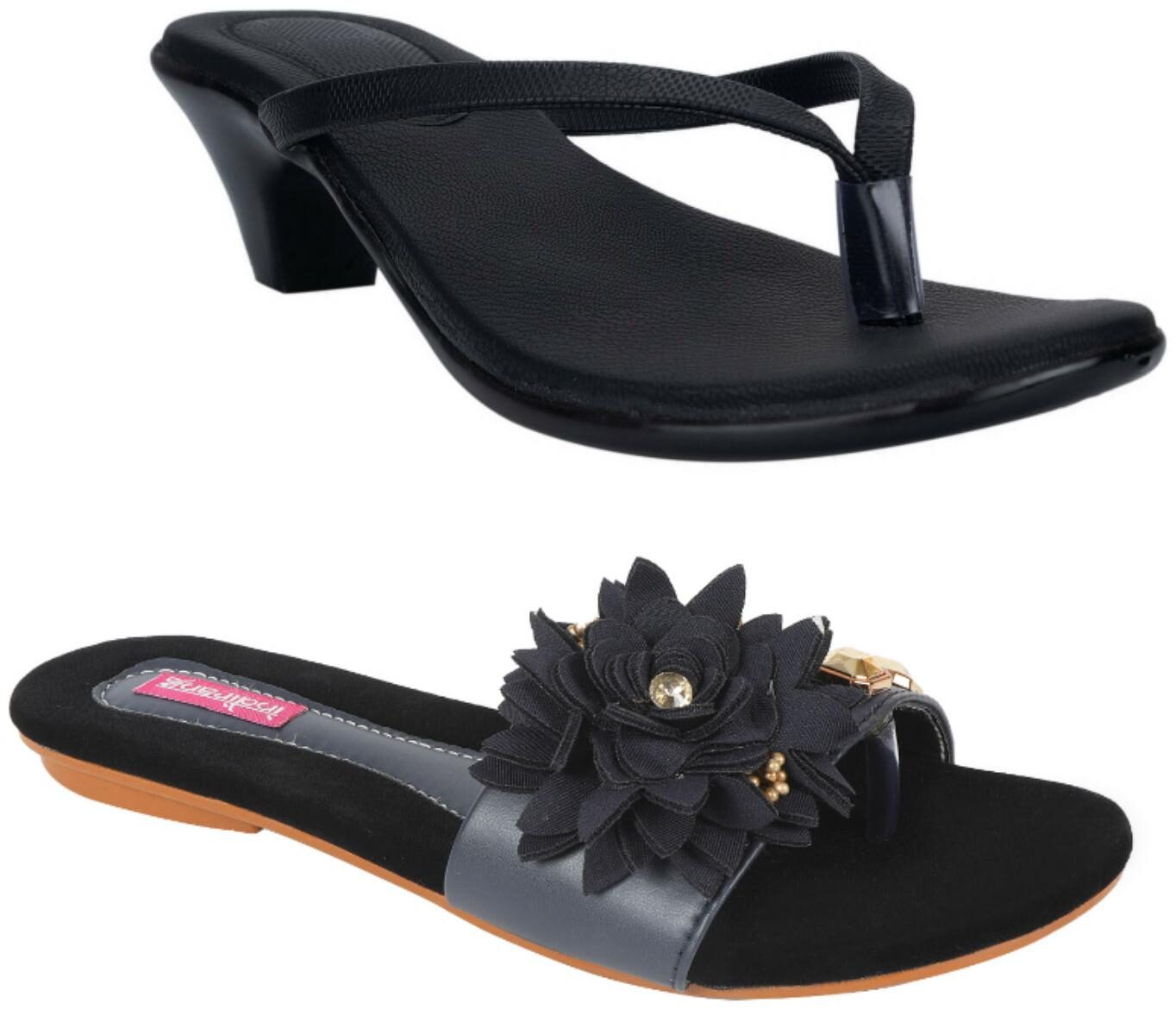 

Indirang Women Multi-Color Heeled Sandals - 2 Pair