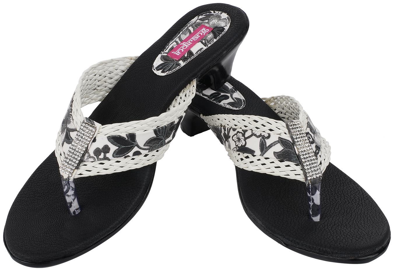 

Indirang Women White Heeled Sandals