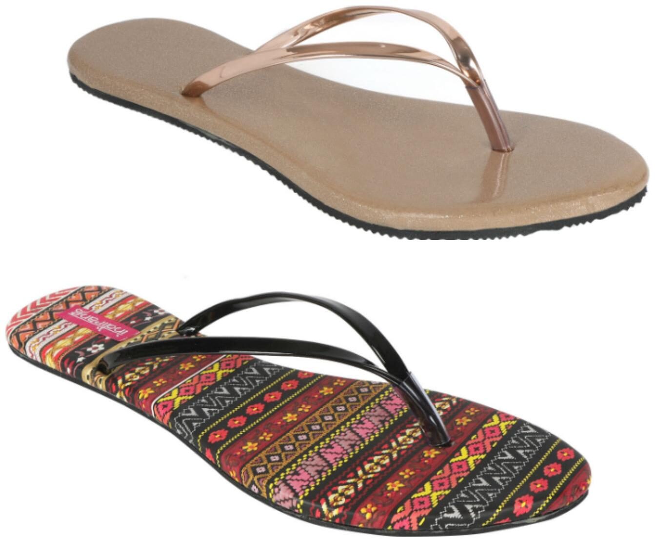 

Indirang Women Multi-Color T-Strap Flats - 2 Pair