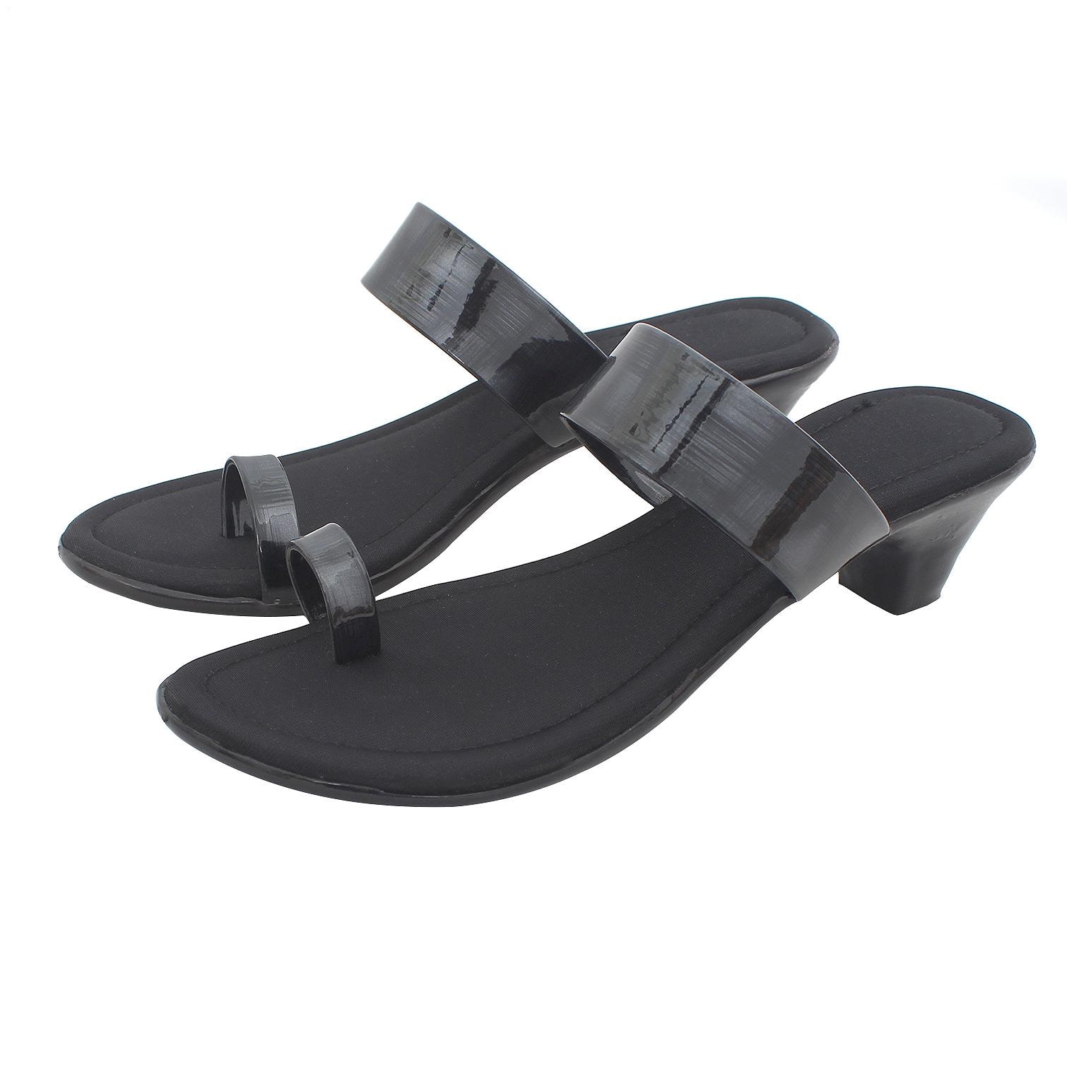 

Indirang Women Black Heeled Sandals