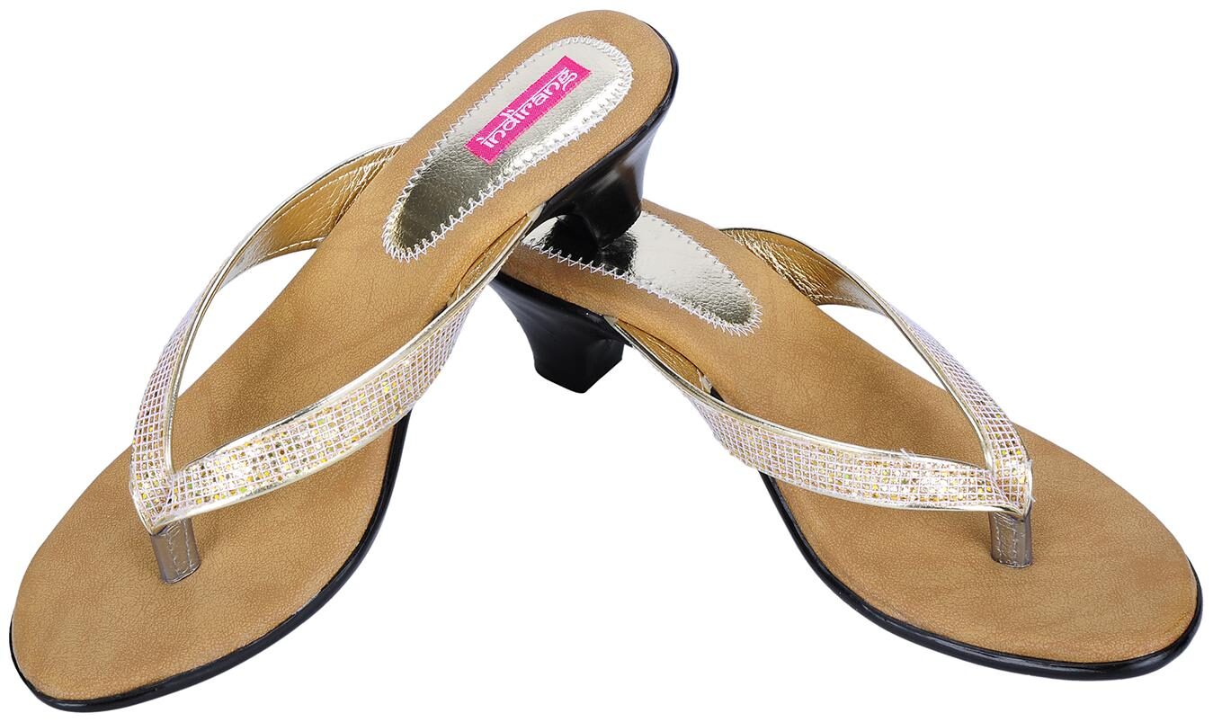 

Indirang Women Gold Silver Heeled Sandals