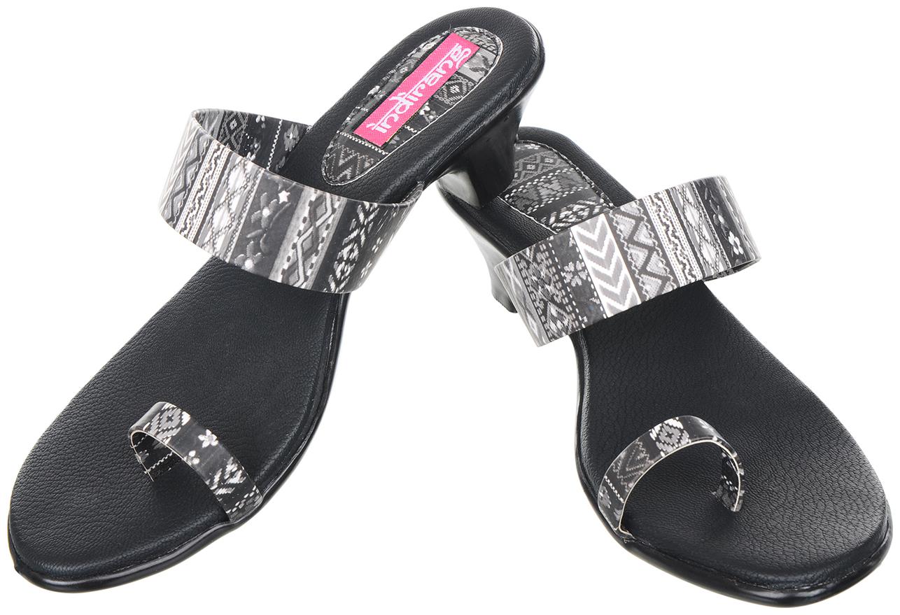 

Indirang Women Black Heeled Sandals