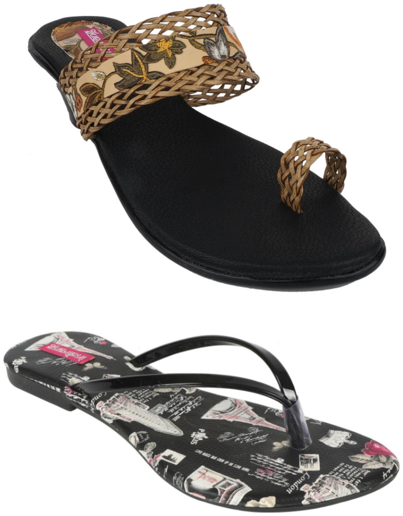 

Indirang Women Multi-Color Heeled Sandals - 2 Pair