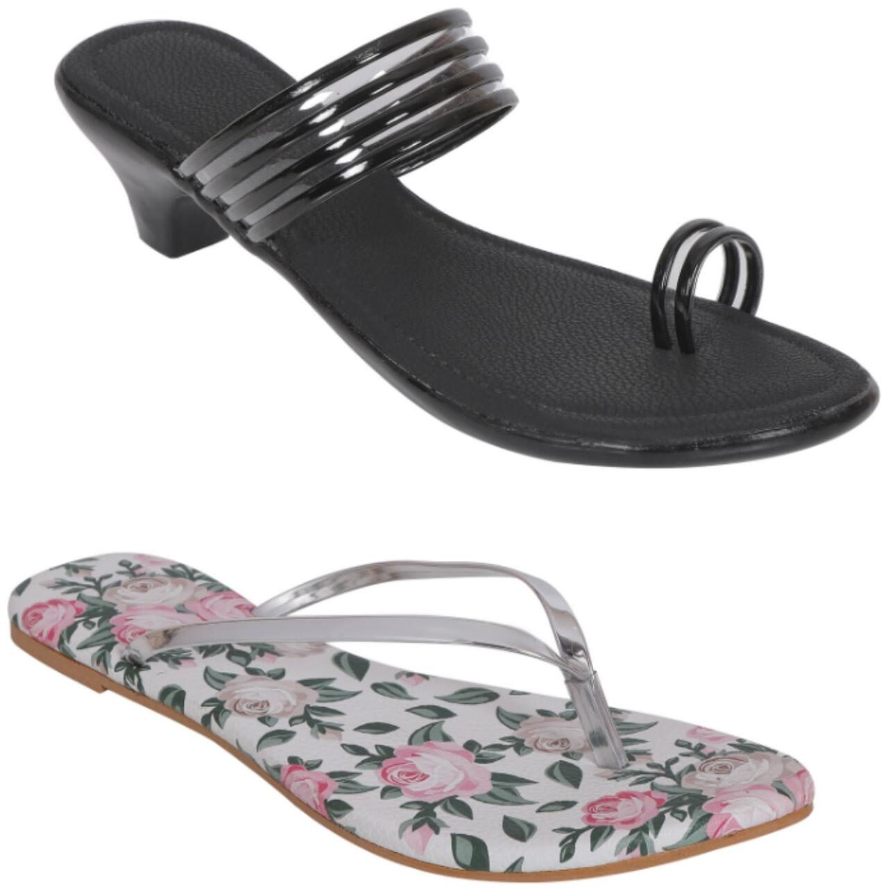 

Indirang Women Multi-Color Heeled Sandals - 2 Pair