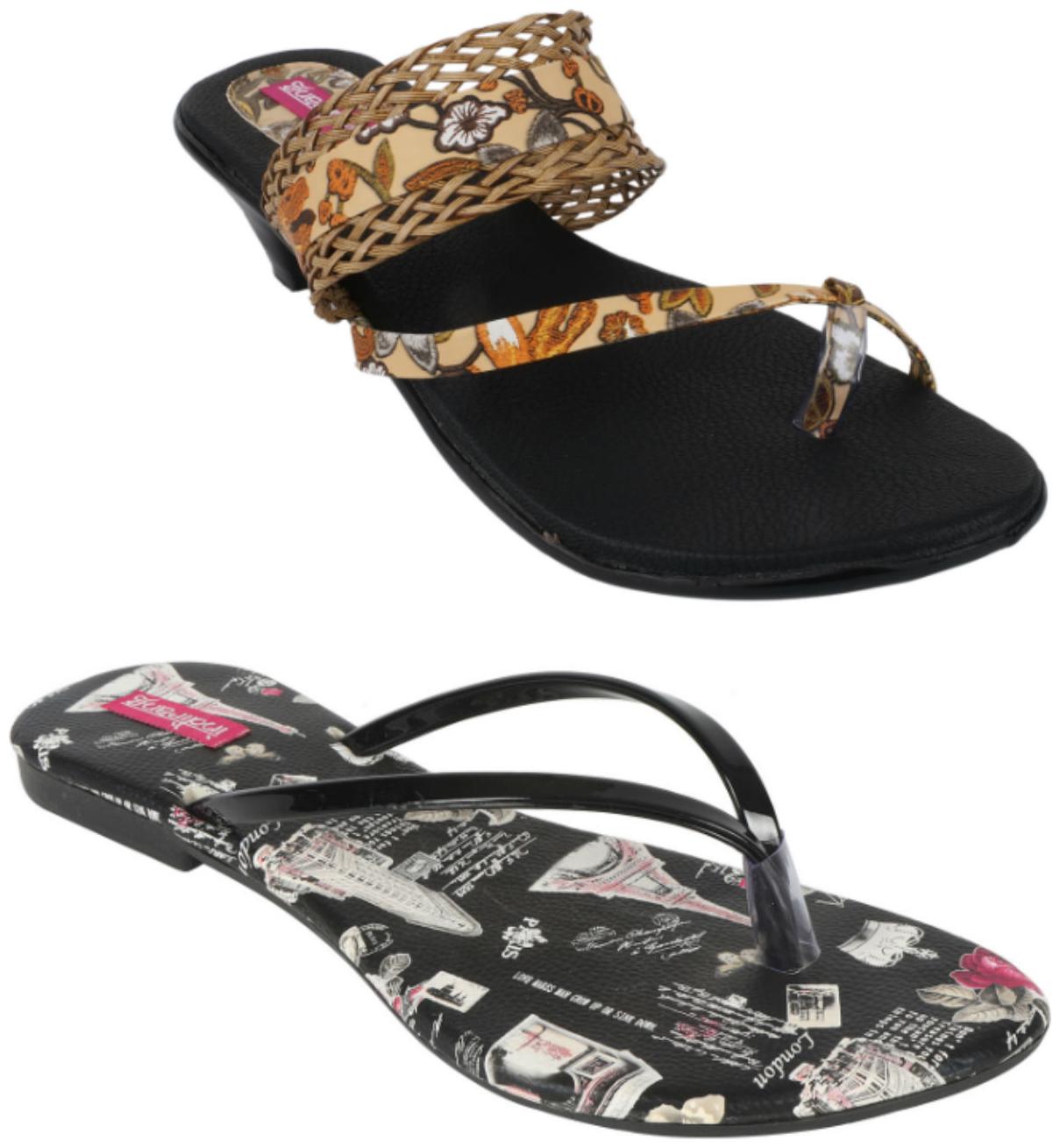 

Indirang Women Multi-Color Heeled Sandals - 2 Pair