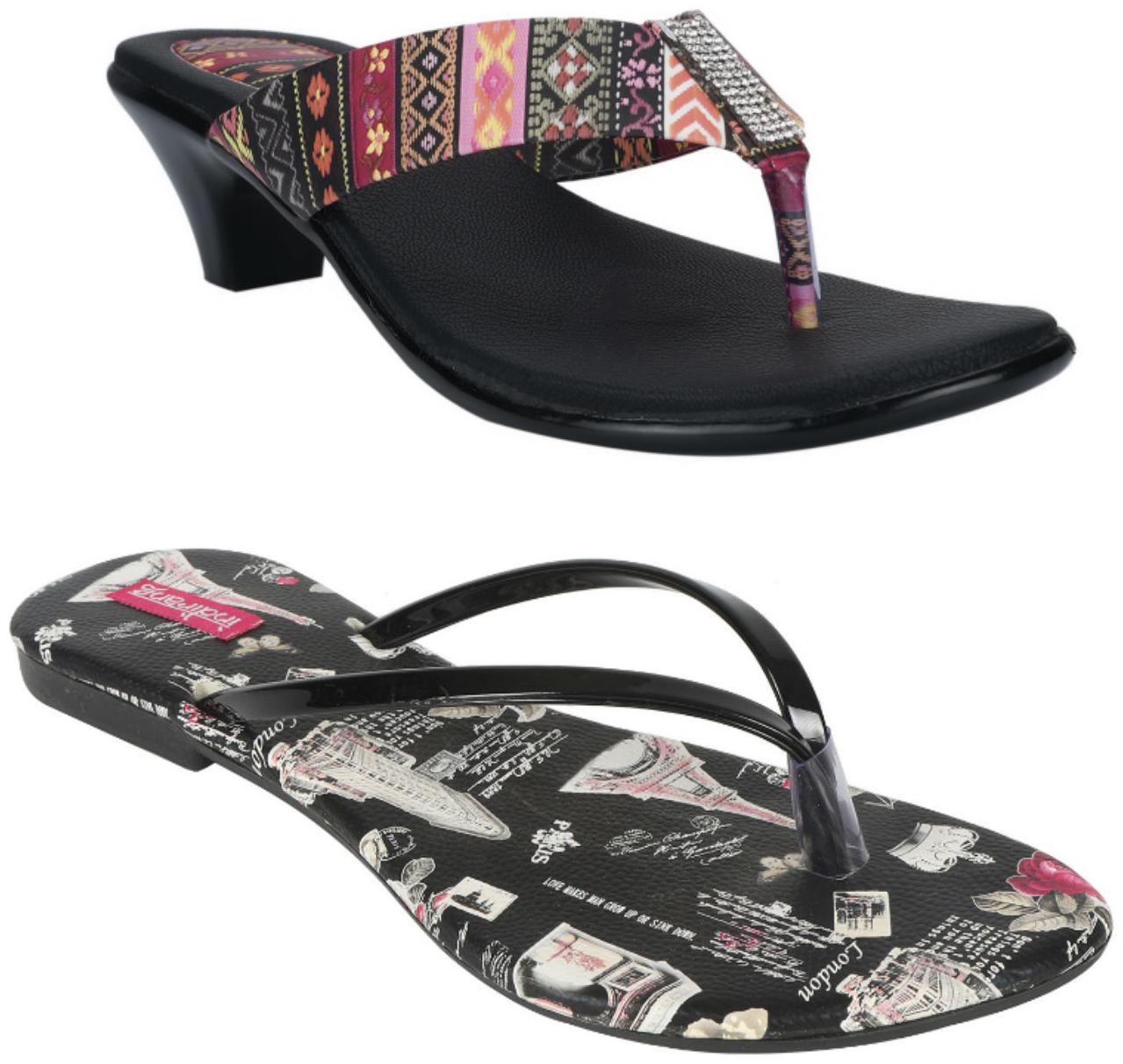 

Indirang Women Multi-Color Heeled Sandals - 2 Pair