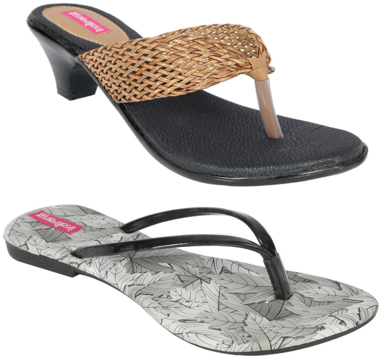 

Indirang Women Multi-Color Heeled Sandals - 2 Pair