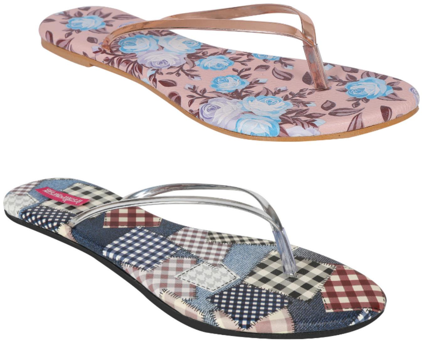 

Indirang Women s MultiColor Slippers (Pack of 2)