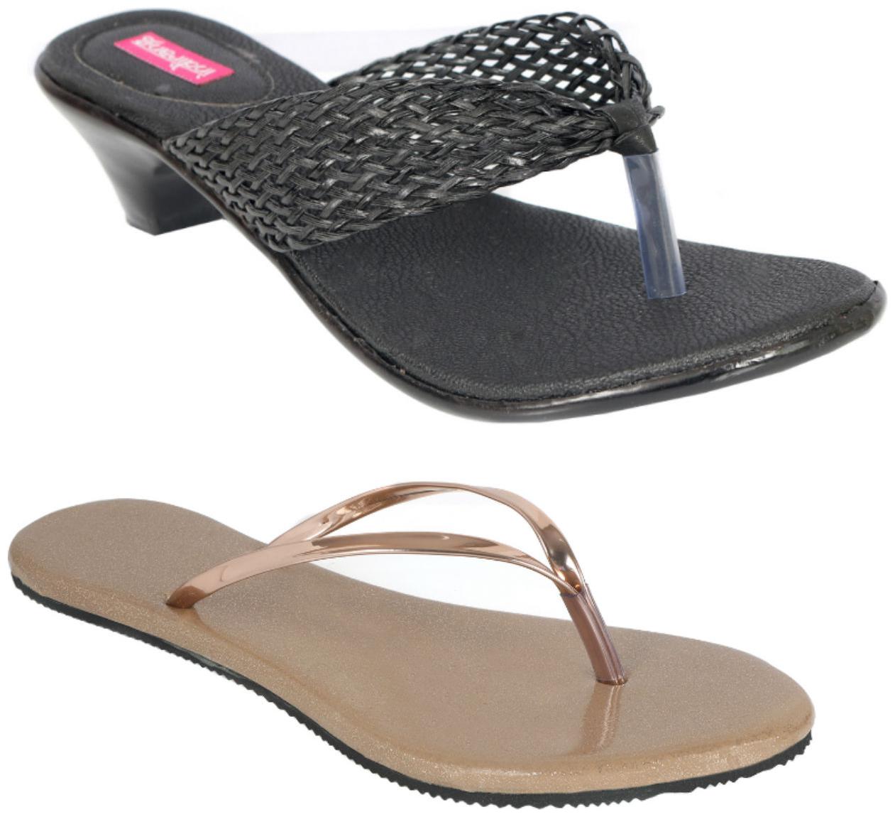 

Indirang Women Multi-Color Heeled Sandals - 2 Pair