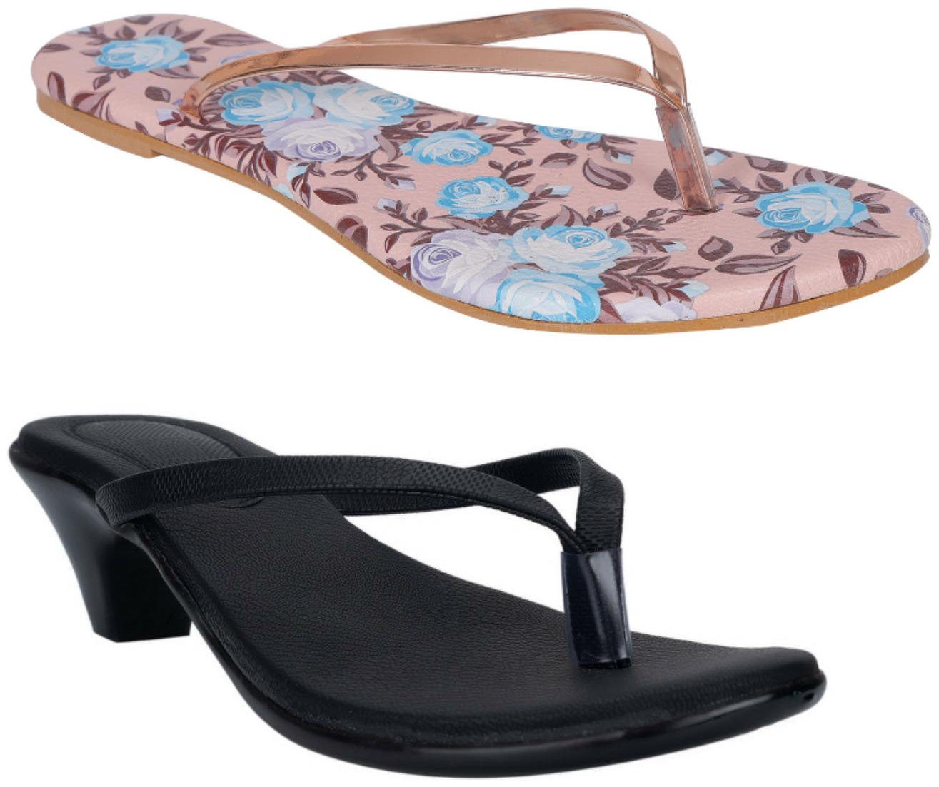 

Indirang Women Multi-Color Heeled Sandals - 2 Pair